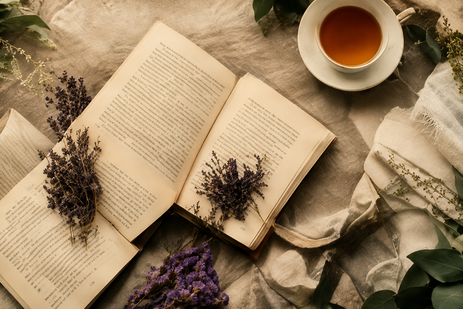 Libros, café y una nota sobre las historias que nos acompañan